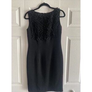 Maggy London Women's 4 Black Sheath Dress Ruffle Cocktail Event Formal Career